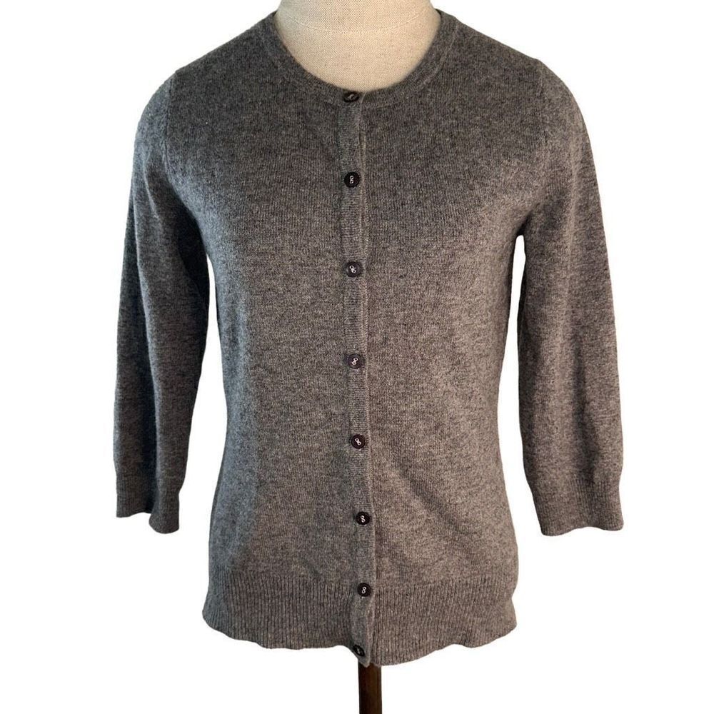 Geneva 2-ply Cashmere Gray Sweater Cardigan Womens Small Minimalist Button Front